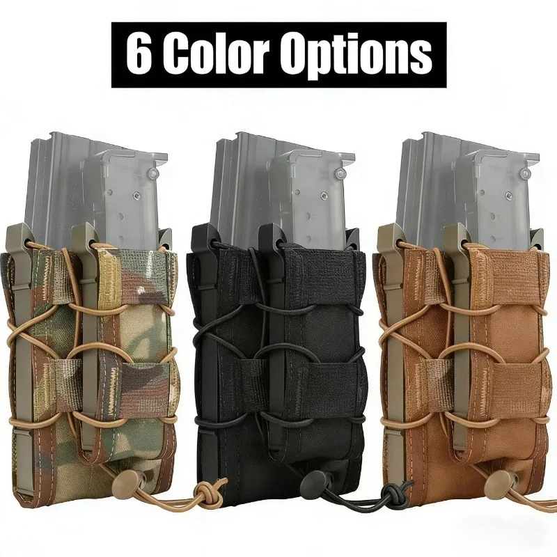 Molle Mag Pouch Double Magazine 5.56 9Mm - Kantong Majalah Taktis Kamuflase Molle Mag
