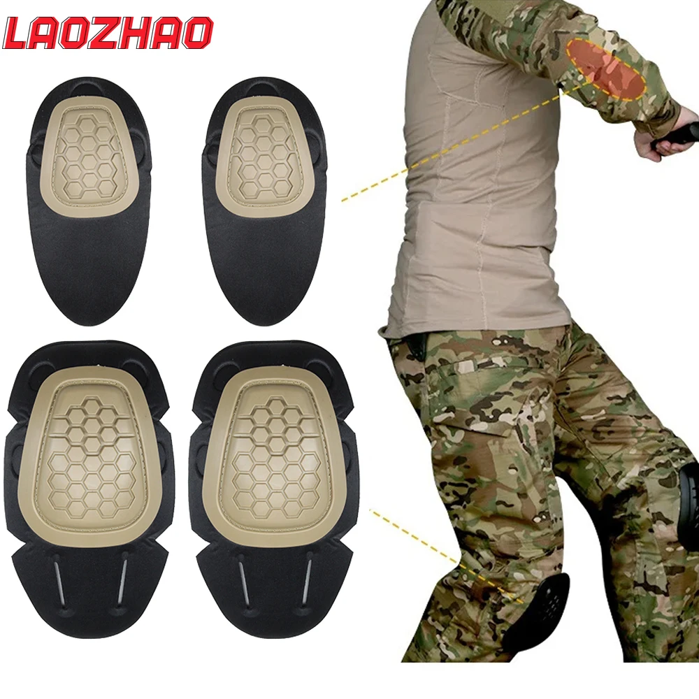 Combat Knee Pads Elbow Pads Set Military - 4 buah/Set Set bantalan pelindung lutut,