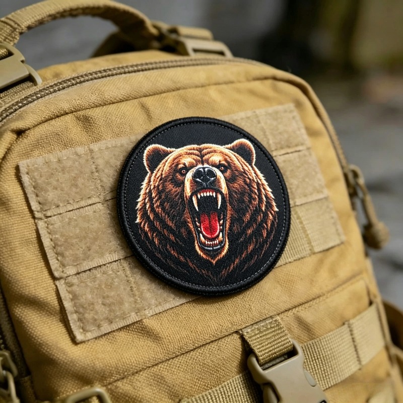 Patch Taktis Beruang Grizzly M - Patch Morale Tactical Military Hook Loop ulasan dan harga