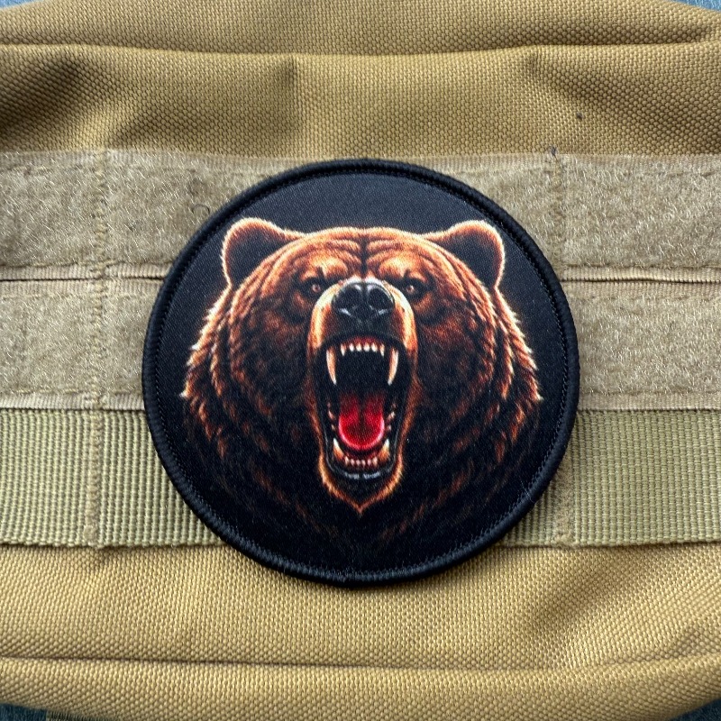 Patch Taktis Beruang Grizzly M - Patch Morale Tactical Military Hook Loop ulasan dan harga