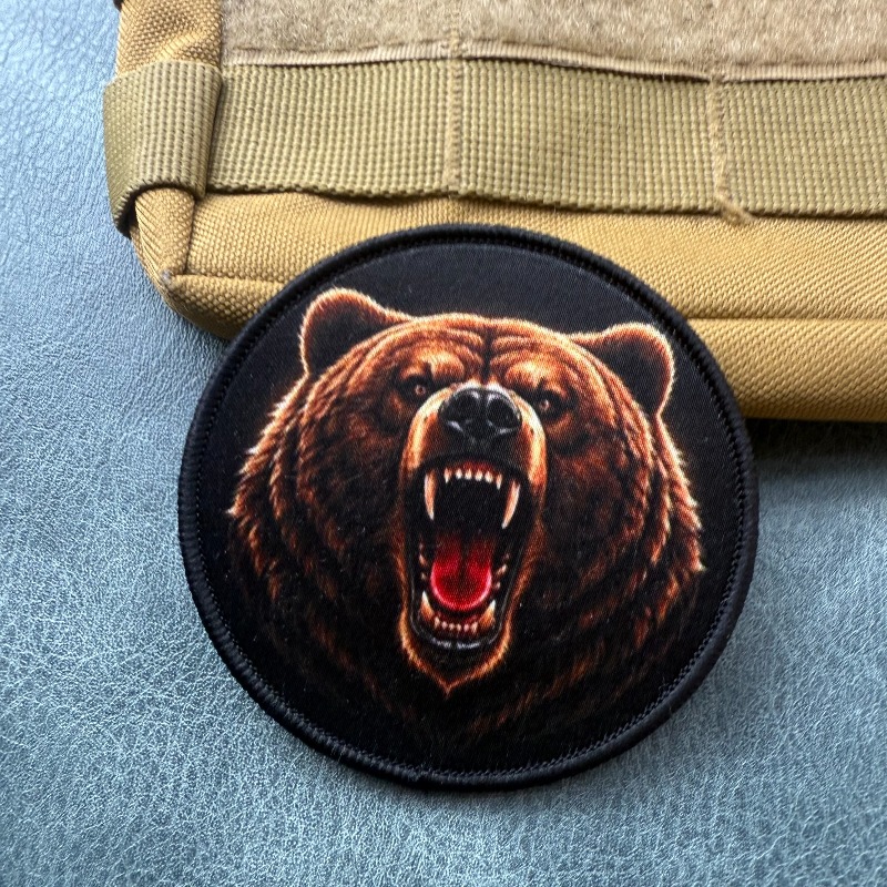 Patch Taktis Beruang Grizzly M - Patch Morale Tactical Military Hook Loop ulasan dan harga