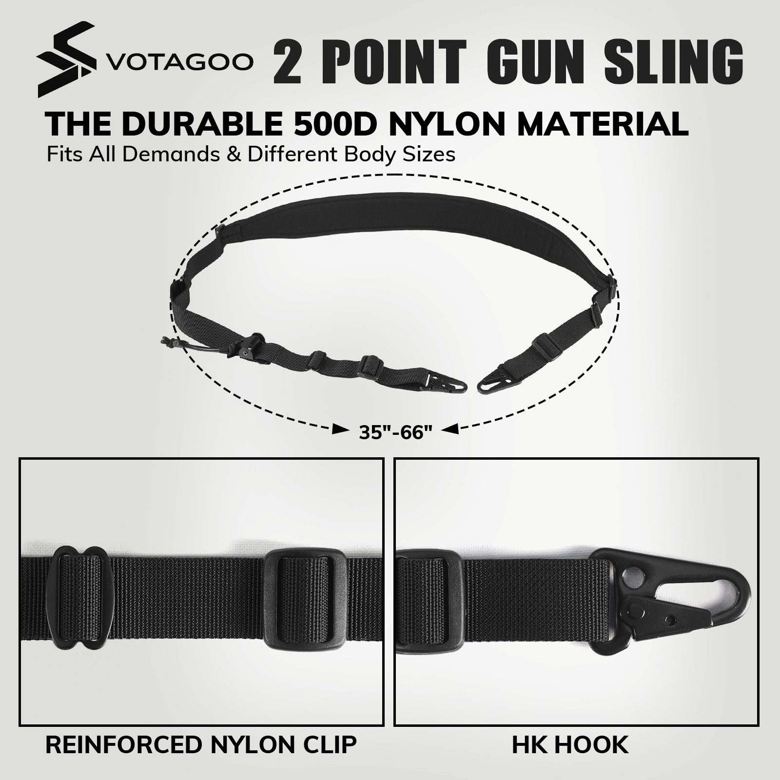 VOTAGOO Tactical 2 Point Sling - Tactical Sling 2 Point Quick Adjust Rifle ulasan dan harga