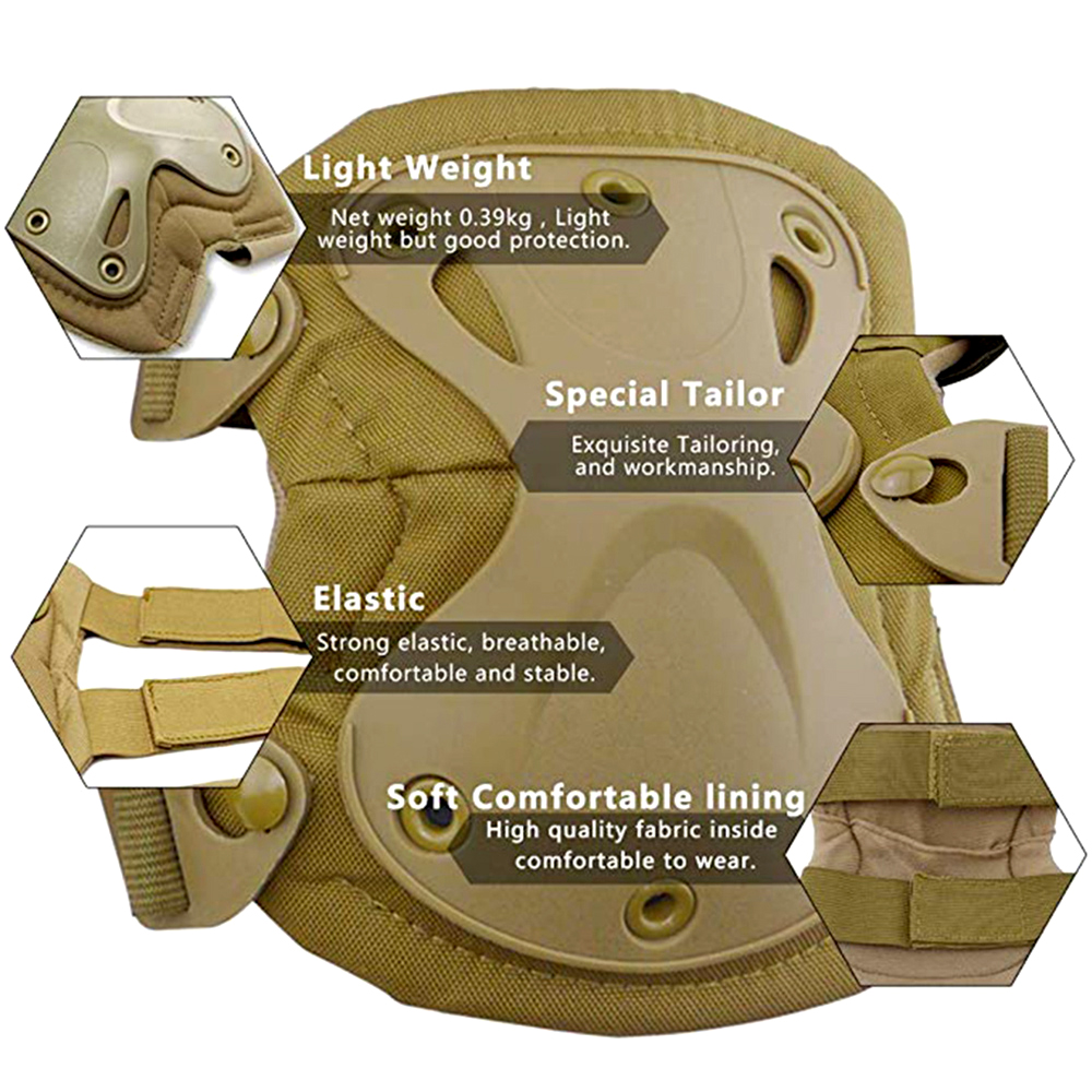 4 Buah Set Bantalan Lutut & Si - Combat Knee Pads Elbow Pads Set Military ulasan dan harga